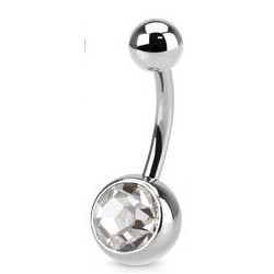 316L Belly bar with clear...