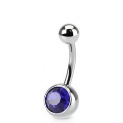 316L Belly bar with purple...