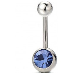 316L Belly bar with blue...