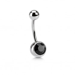 316L Belly bar with black...