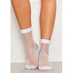 Fishnet Ankle Socks (White)