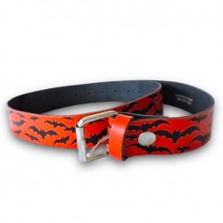 LEATHER BELT RED WITH BLACK...