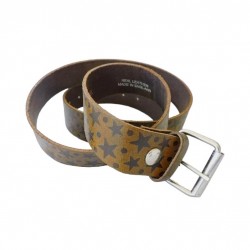 Brown Leather Belt with Stars