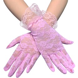 GL0017  Γάντια Ροζ Δαντέλα...