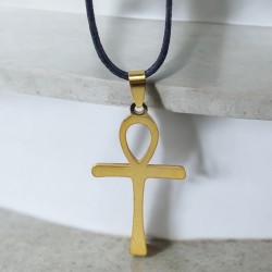 179-plain  Gold Cross Ankh...